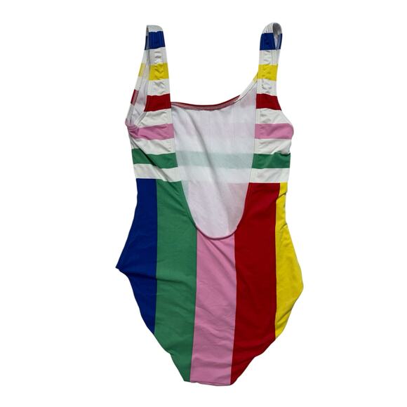 ONIA Kelly Rainbow Stripe One Piece Bathing Swim Suit Size Small Womens Scoop - Picture 2 of 8